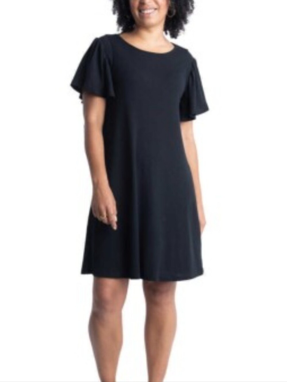 Black Flutter Sleeve Mini Dress